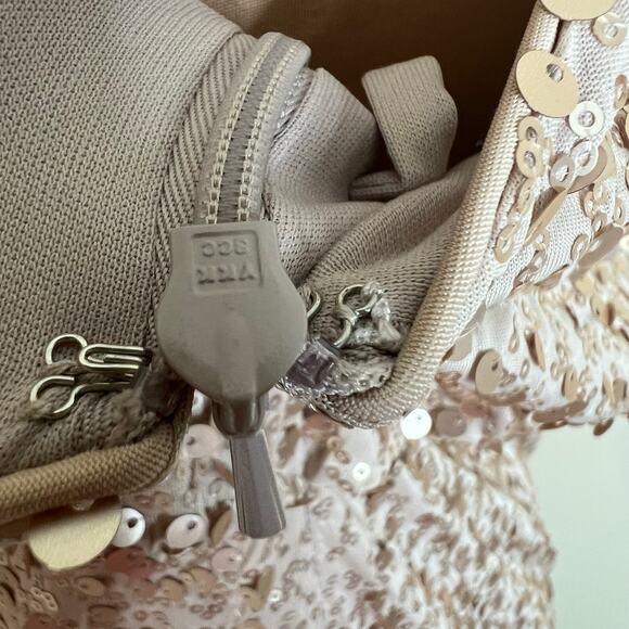 David's Bridal Gown Medium Womens Gold Sequin Long Formal Wedding Party Dress - Picture 9 of 10